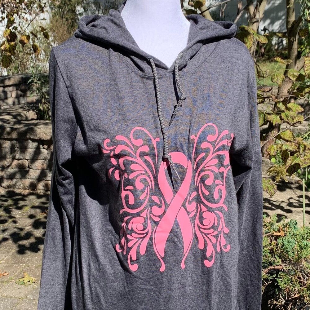 Butterfly Breast Cancer Awareness Hoodie Top Tunic NWOT